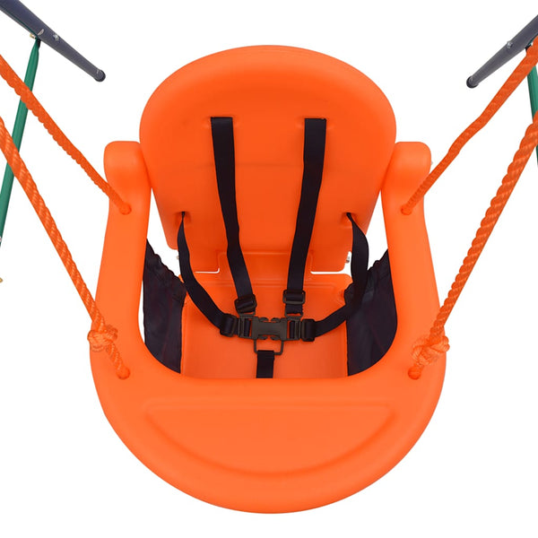 Vidaxl 2 In 1 Single Swing And Little One Orange Outdoor Swings