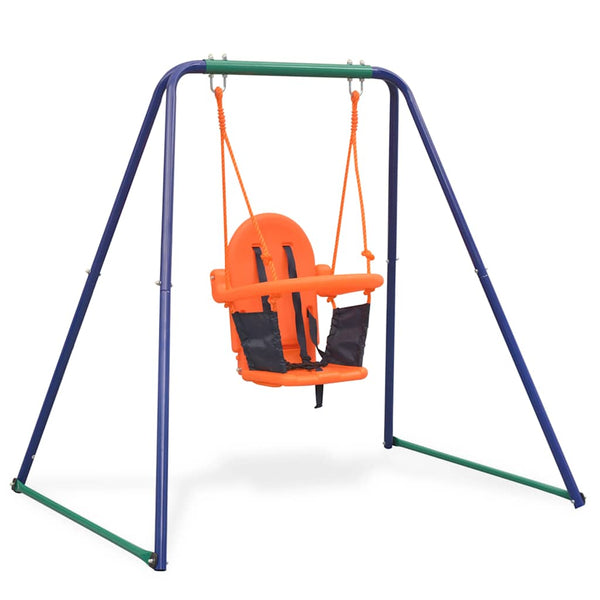 Vidaxl 2 In 1 Single Swing And Little One Orange Outdoor Swings