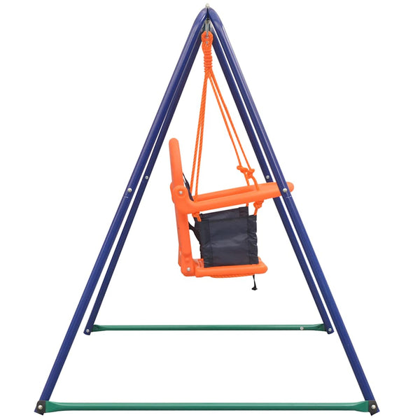 Vidaxl 2 In 1 Single Swing And Little One Orange Outdoor Swings