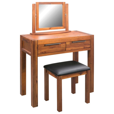 Dressing Table With Stool And Mirror Solid Acacia Wood Dressing Tables
