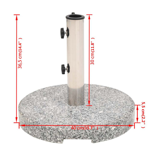 Vidaxl Parasol Base Granite Round 20 Kg Patio Umbrellas
