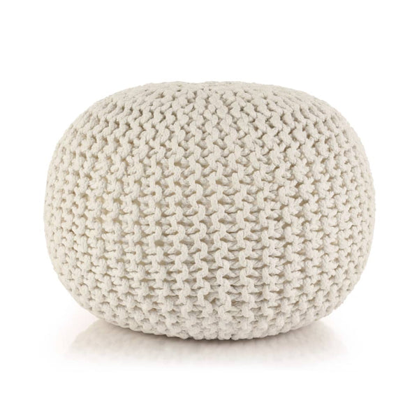 Hand-Knitted Pouffe Cotton 50X35 Cm