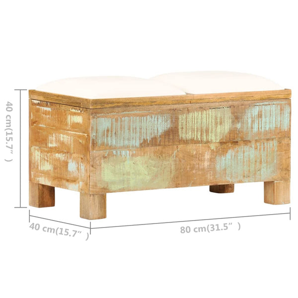 Vidaxl Storage Bench Solid Reclaimed Wood 80X40x40 Cm Benches Bar Stools