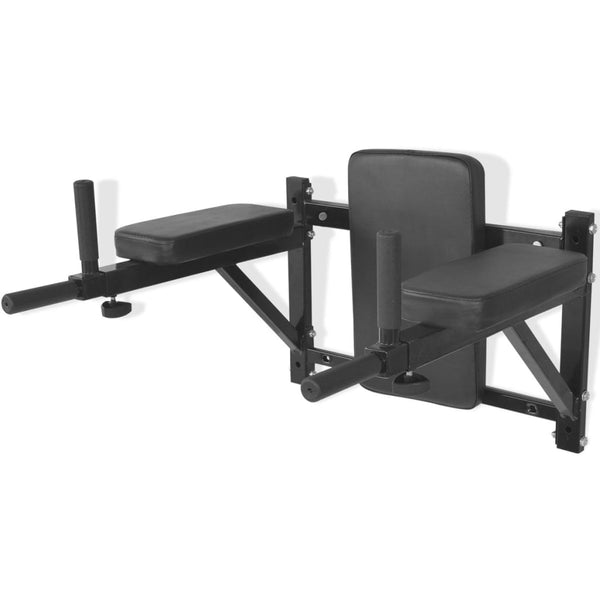 Wall Mounted Fitness Dip Station Black Pull Up Bars