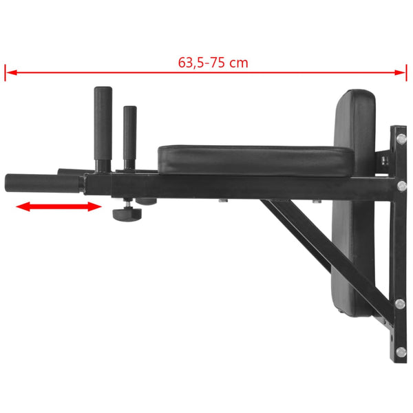 Wall Mounted Fitness Dip Station Black Pull Up Bars