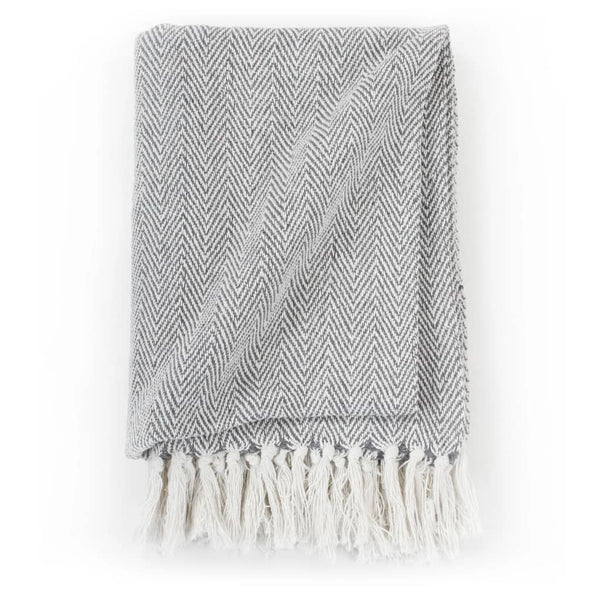 Throws & Afghans Throw Cotton Herringbone Grey