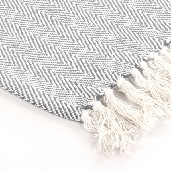 Throws & Afghans Throw Cotton Herringbone Grey
