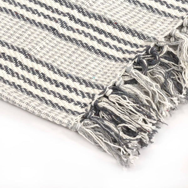 Throw Cotton Stripes 125X150 Cm Grey And White Throws & Afghans