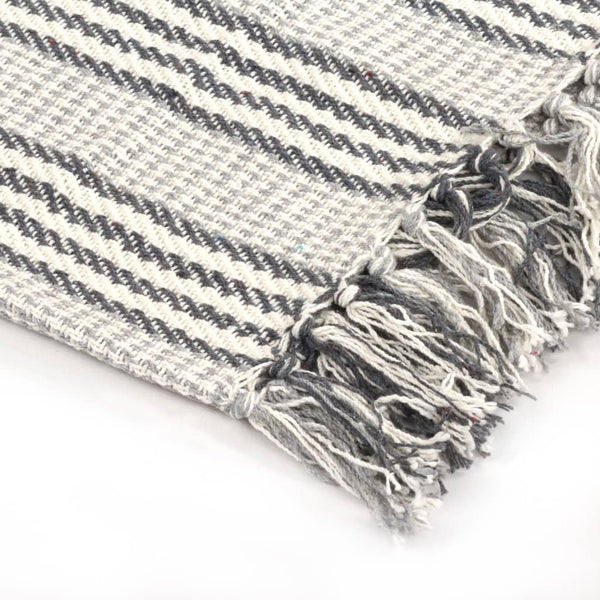 Throw Cotton Stripes 160X210 Cm Grey And White Throws & Afghans