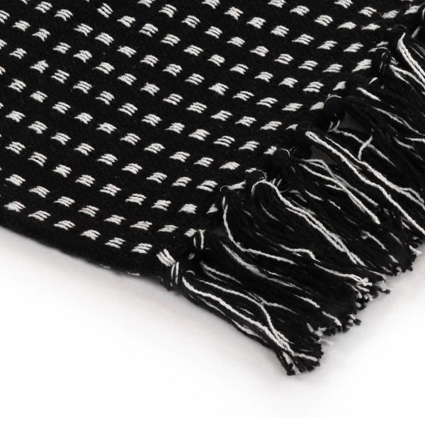 Throw Cotton Squares 125X150 Cm Black Blankets