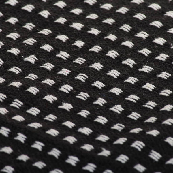 Throw Cotton Squares 125X150 Cm Black Blankets