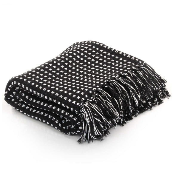Throw Cotton Squares 160X210 Cm Black Throws & Afghans