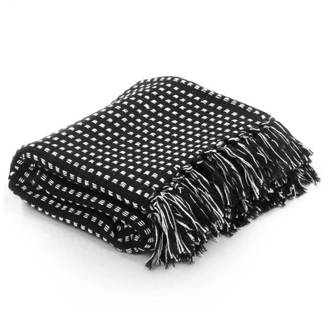 Throw Cotton Squares 220X250 Cm Black Throws & Afghans