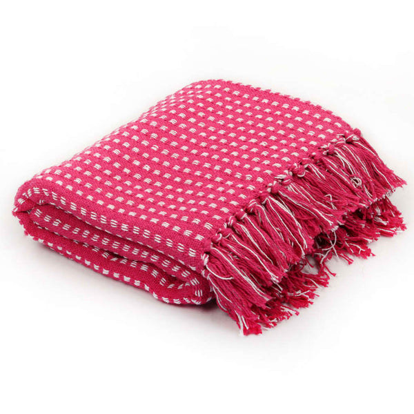 Throw Cotton Squares 125X150 Cm Pink Throws & Afghans