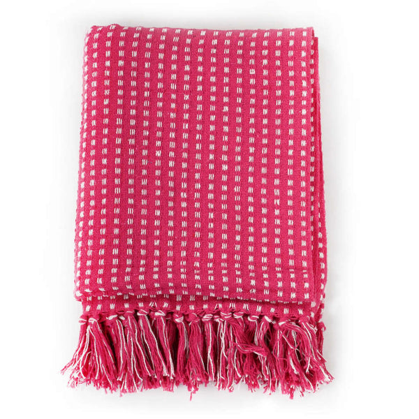 Throw Cotton Squares 125X150 Cm Pink Throws & Afghans