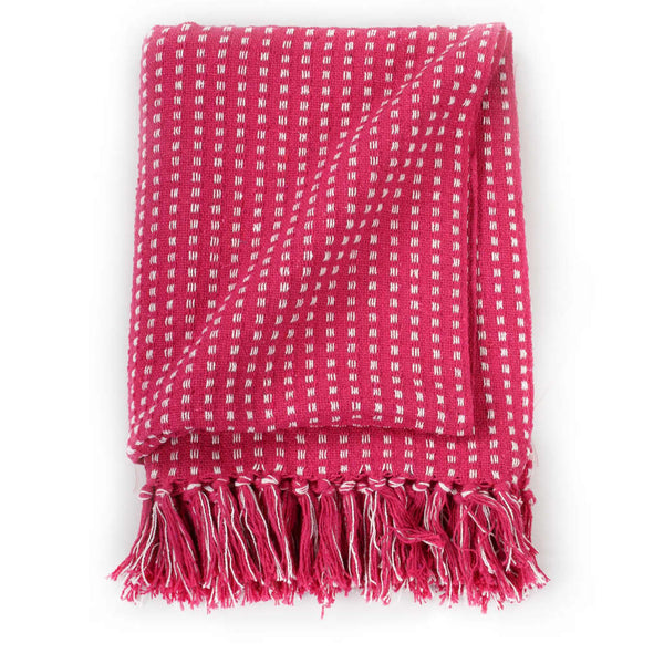 Throw Cotton Squares 125X150 Cm Pink Throws & Afghans