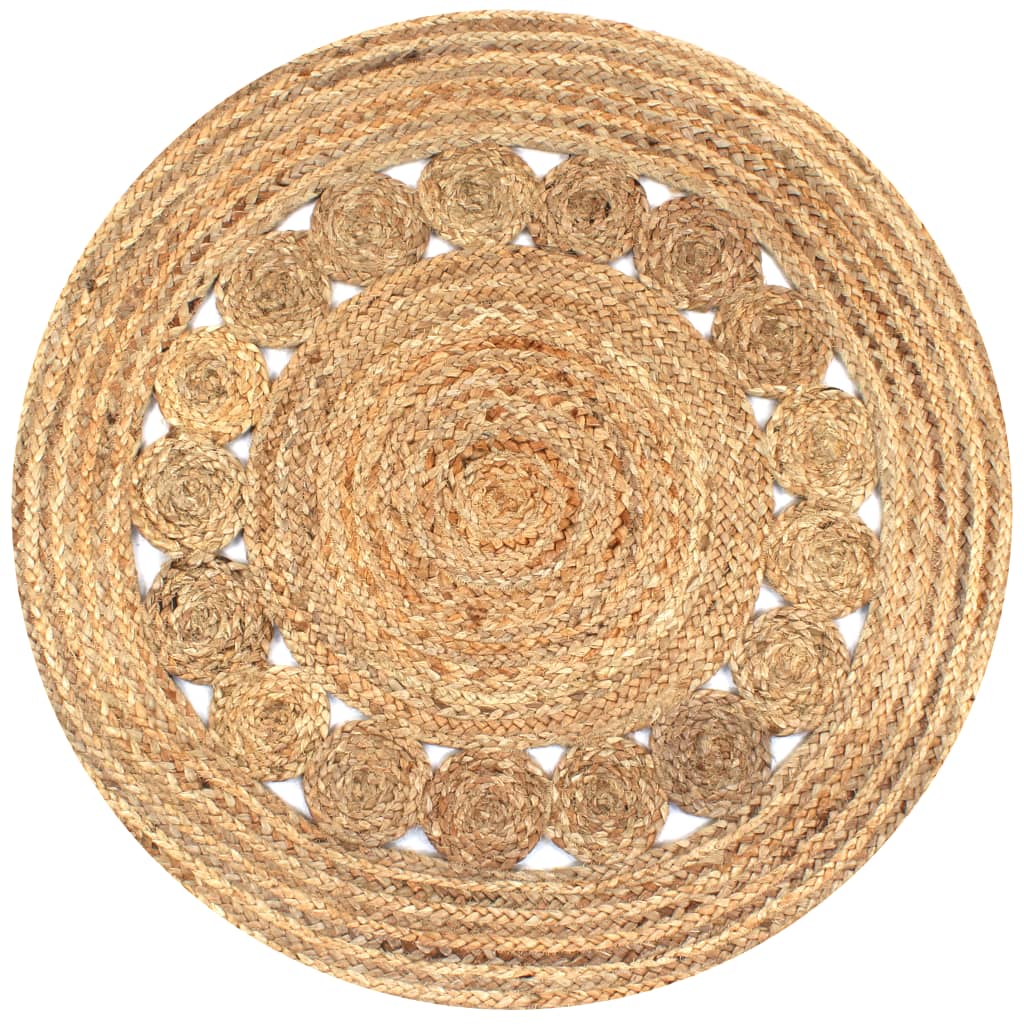 Area Rug Braided Design Jute Round Rugs