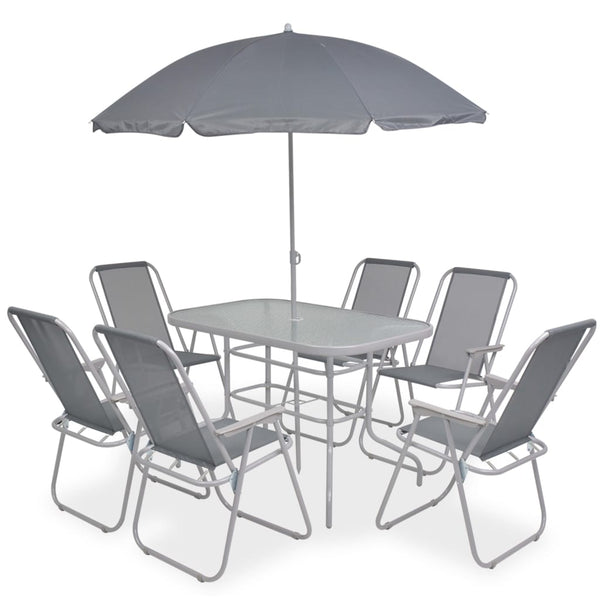 Vidaxl 8 Piece Outdoor Dining Set Steel And Textilene Grey Outdoor Dining Sets