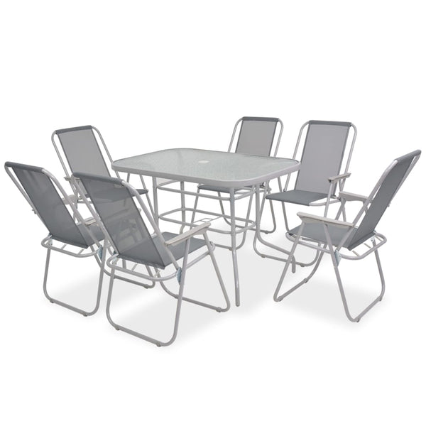 Vidaxl 8 Piece Outdoor Dining Set Steel And Textilene Grey Outdoor Dining Sets
