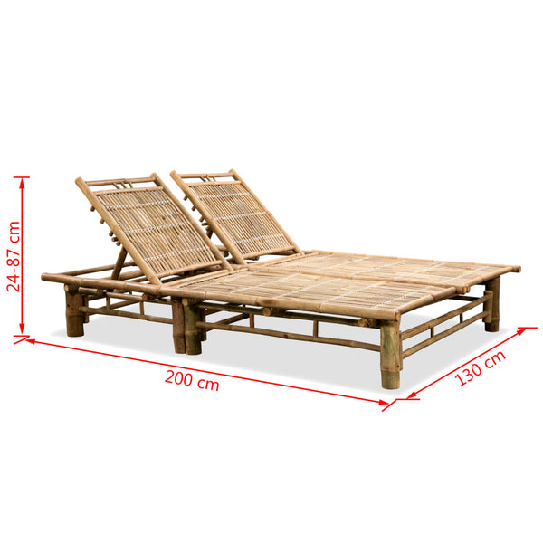 2 Person Sun Lounger Bamboo Loungers
