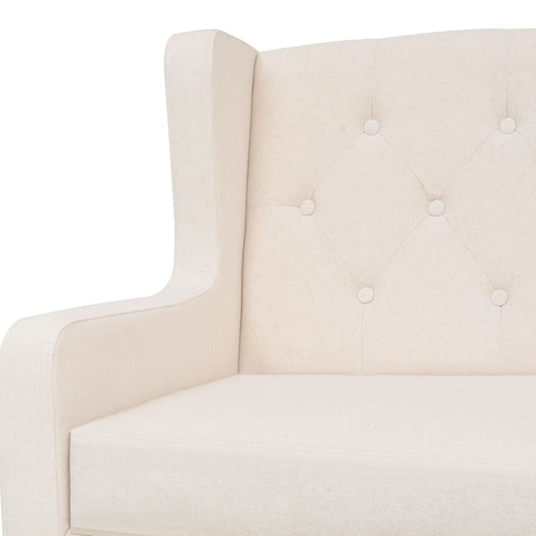 3-Seater Sofa Fabric Cream White