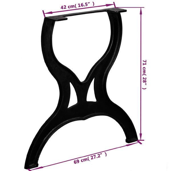Vidaxl 2 Pcs X Frame Cast Iron Dining Table Legs