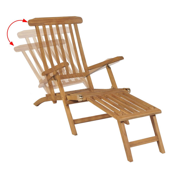 Deck Chair With Footrest Solid Teak Wood