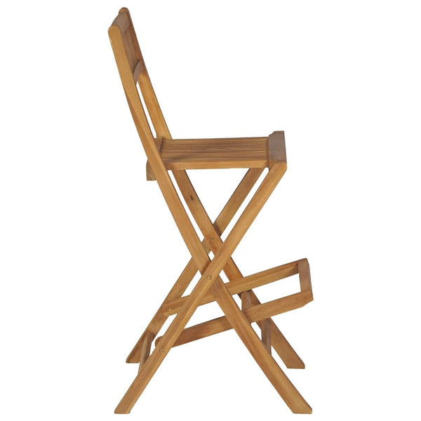 Vidaxl Folding Outdoor Bar Stools 2 Pcs Solid Teak Wood Benches Bar Stools