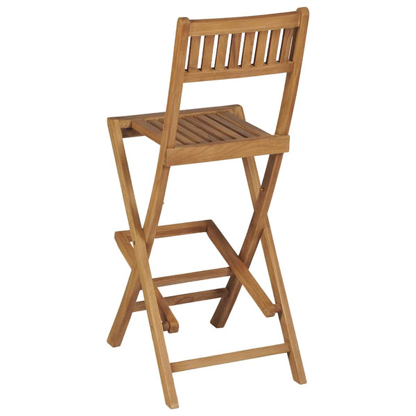 Vidaxl Folding Outdoor Bar Stools 2 Pcs Solid Teak Wood Benches Bar Stools