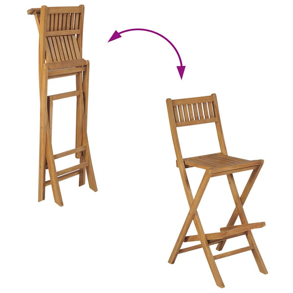 Vidaxl Folding Outdoor Bar Stools 2 Pcs Solid Teak Wood Benches Bar Stools
