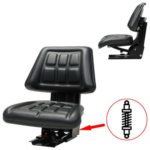 Vidaxl Tractor Seat With Suspension Black Heavy Machinery Seats