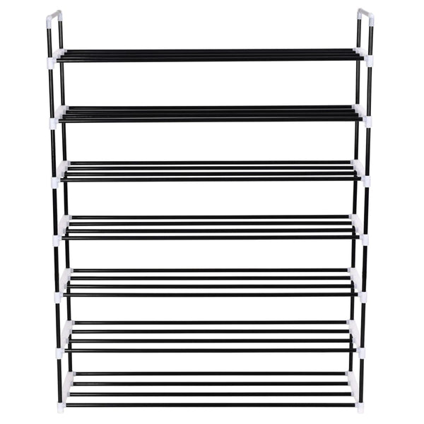 Shoe Rack With 7 Shelves Metal And Plastic Black