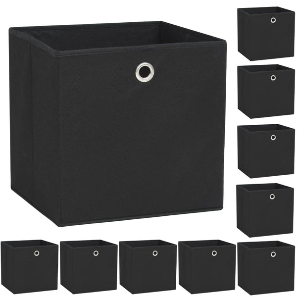 Vidaxl 10 Pcs Non Woven Fabric 32X32x32 Cm Black Storage Boxes