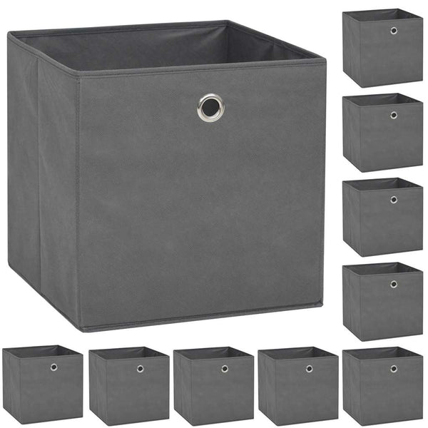 Vidaxl 10 Pcs Non Woven Fabric 32X32x32 Cm Grey Storage Boxes