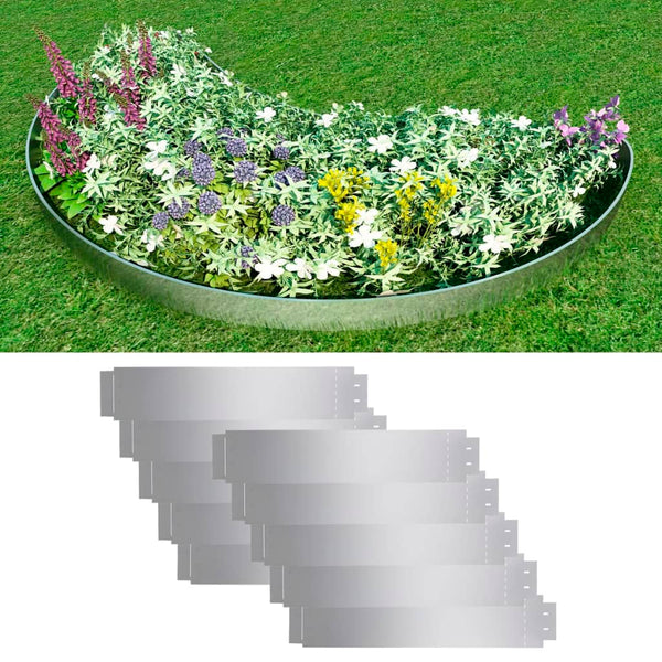 Lawn Fence 10 Pcs Galvanised Steel 100X20 Cm Garden Edging & Borders