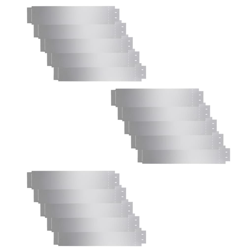 Lawn Fence 15 Pcs Galvanised Steel 100X20 Cm Garden Edging & Borders