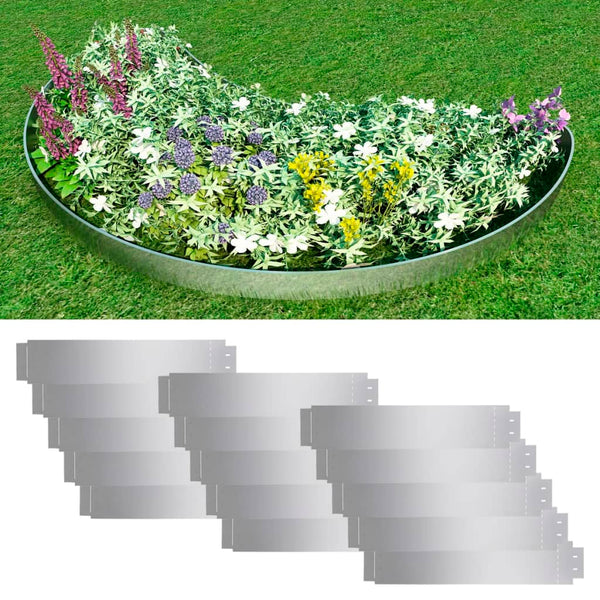 Lawn Fence 15 Pcs Galvanised Steel 100X20 Cm Garden Edging & Borders