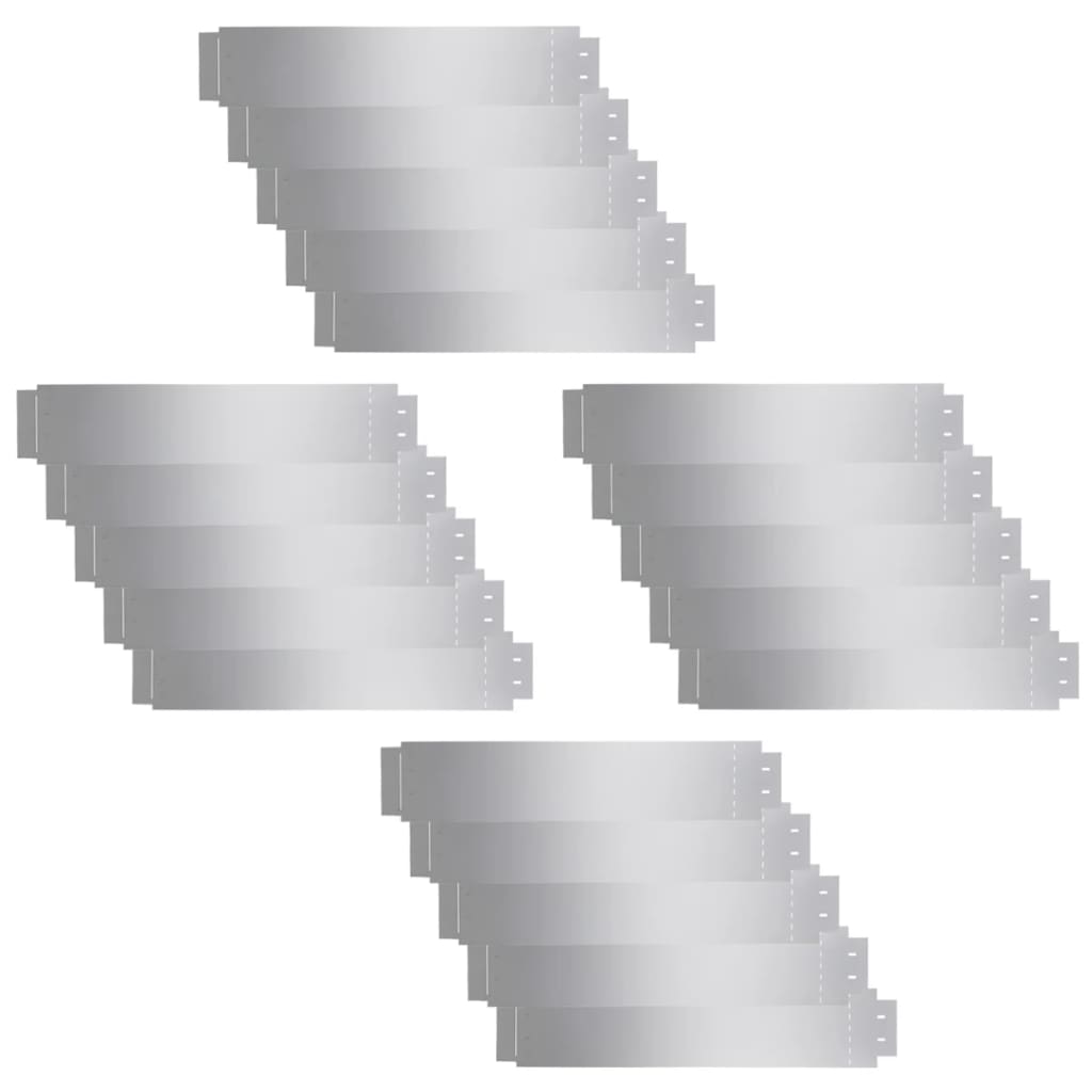 Lawn Fence 20 Pcs Galvanised Steel 100X20 Cm Garden Edging & Borders