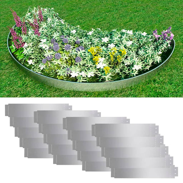 Lawn Fence 20 Pcs Galvanised Steel 100X20 Cm Garden Edging & Borders