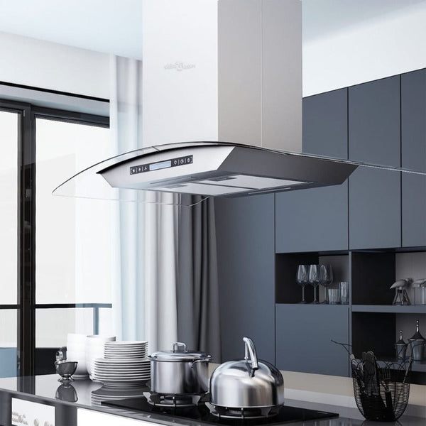 Vidaxl Island Range Hood 90 Cm Lcd Display Touch Sensor 756 M/H Led Rangehoods