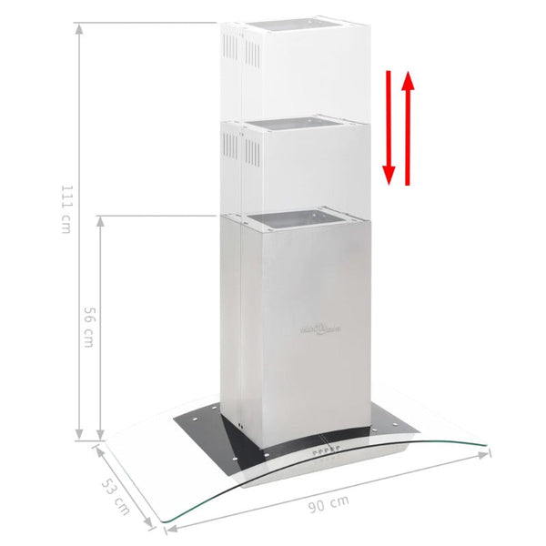 Island Range Hood 90 Cm Stainless Steel 756 Ma/H Led Rangehoods
