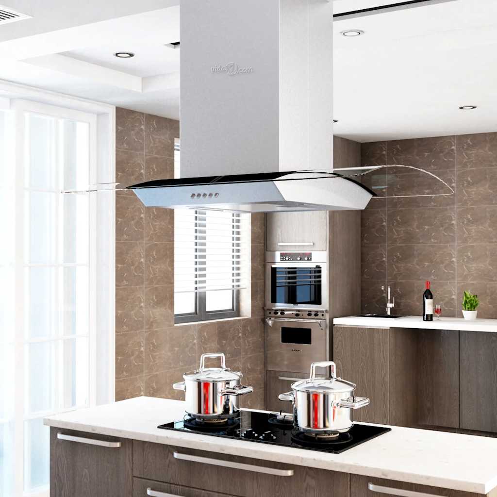 Vidaxl Island Range Hood 90 Cm Stainless Steel 756 Ma/H Led Rangehoods