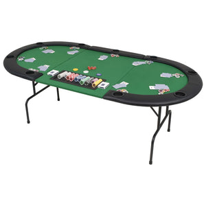 9-Player Folding Poker Table 3 Oval Green