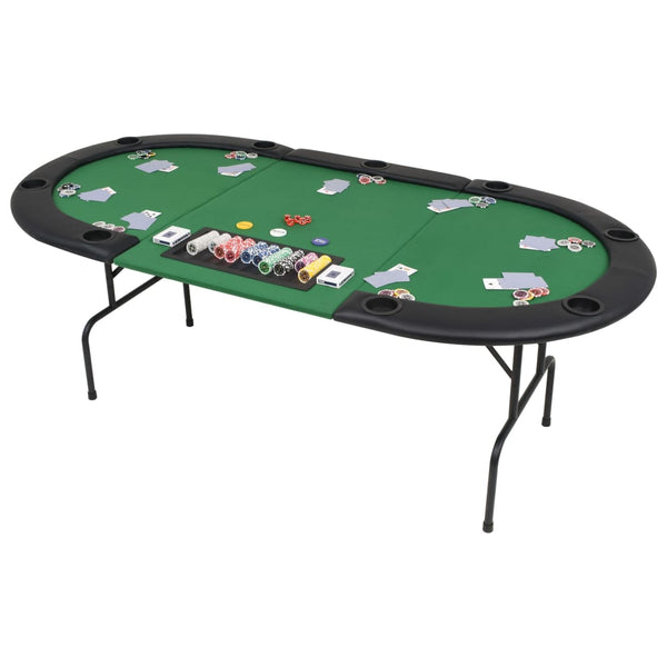9 Player Folding Poker Table 3 Oval Green Camping Tables