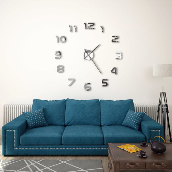3D Wall Clock Modern Design 100 Cm Xxl Silver Wall Clocks