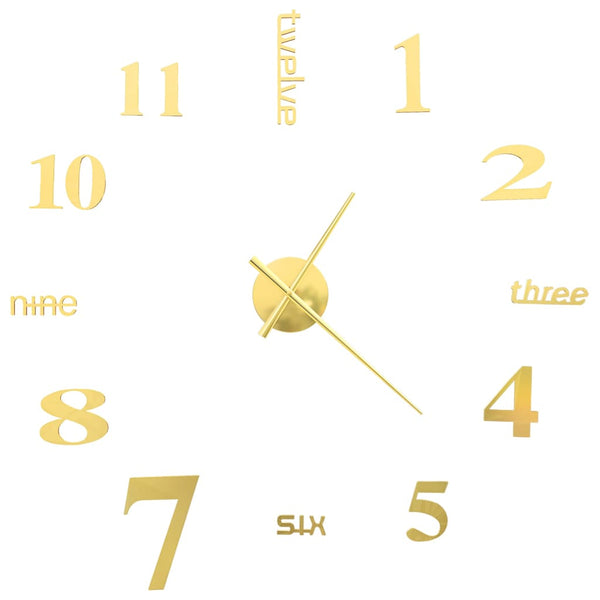 3D Wall Clock Modern Design 100 Cm Xxl Gold
