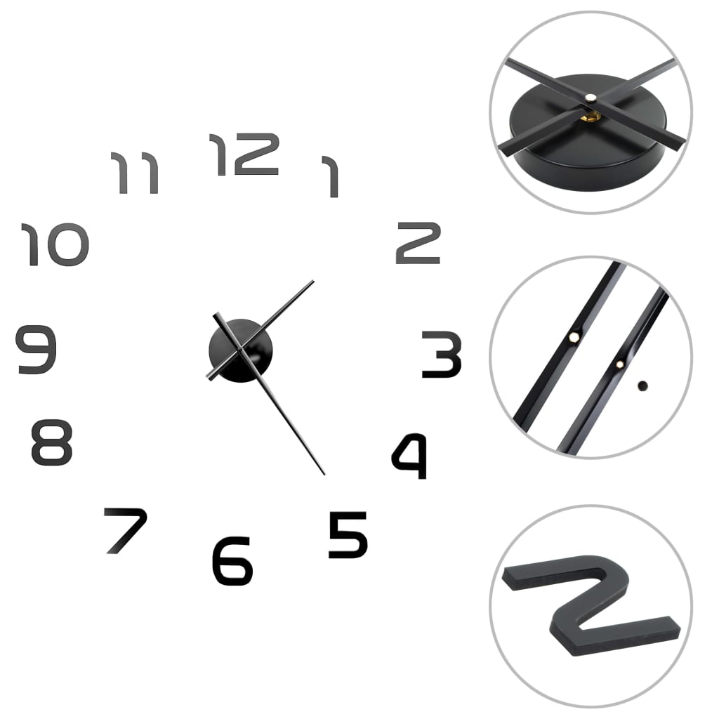 3D Wall Clock Modern Design 100 Cm Xxl Black Wall Clocks