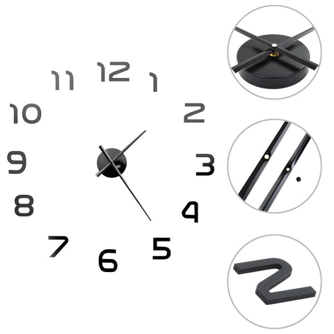 3D Wall Clock Modern Design 100 Cm Xxl Black Wall Clocks