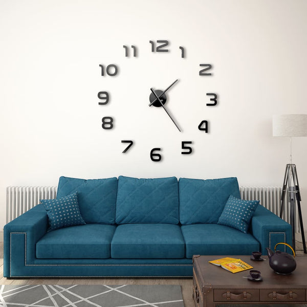 3D Wall Clock Modern Design 100 Cm Xxl Black Wall Clocks