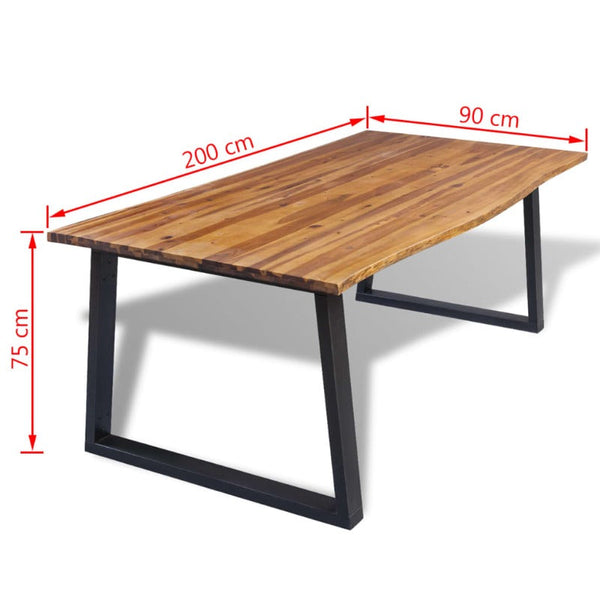 Dining Table Solid Acacia Wood 200X90x75 Cm